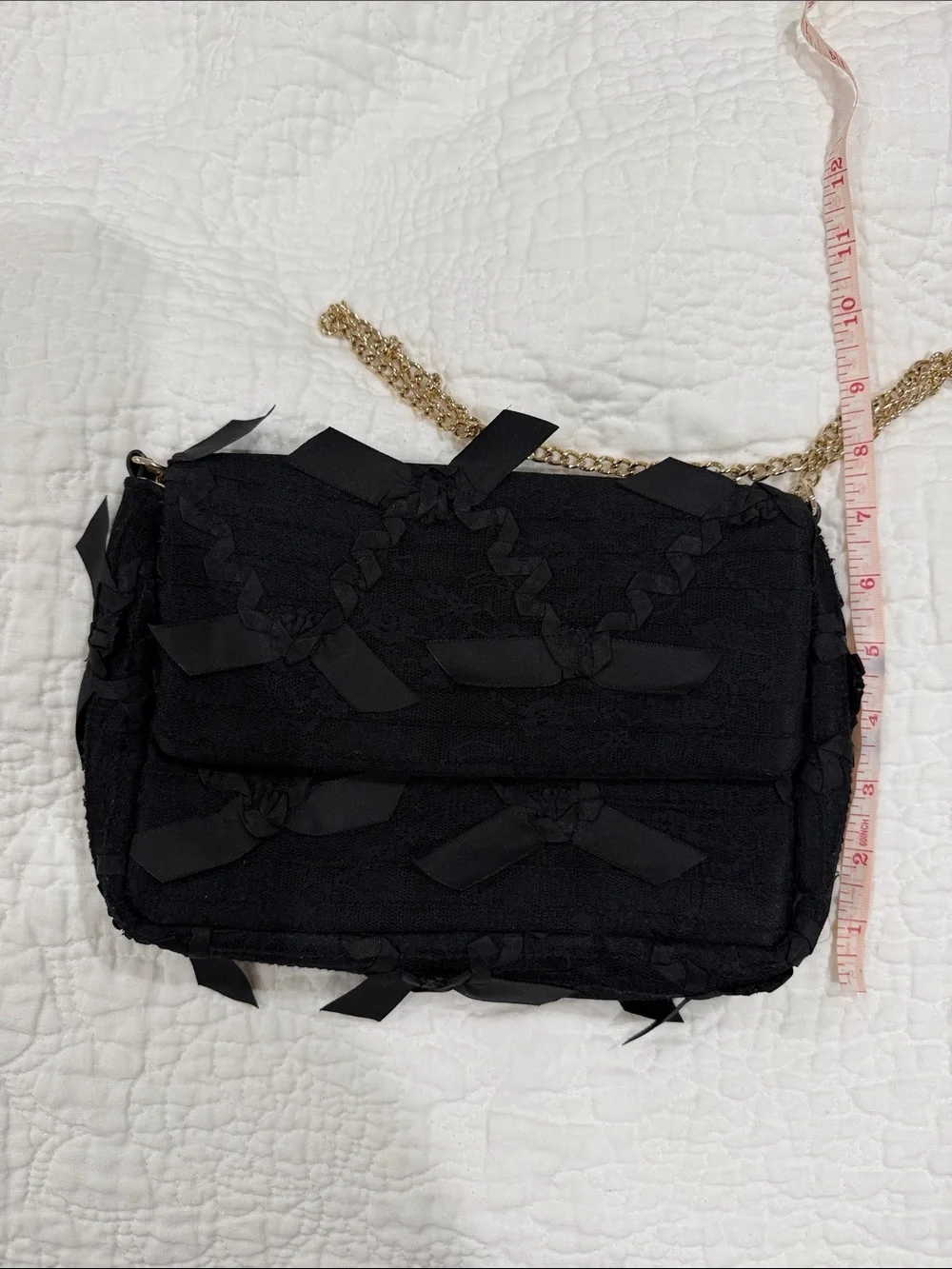 RED Valentino Black Ribbon-Trim Chain Crossbody Bag